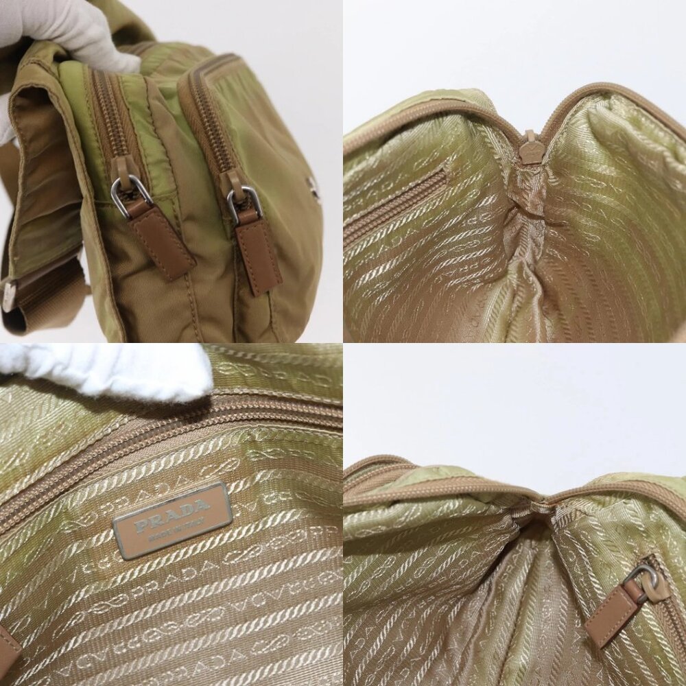 PRADA Shoulder Bag Nylon Beige Silver Auth ki6222 - Picture 14 of 15